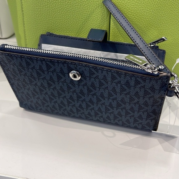 Michael Kors Jet Set Travel Large Double-Zip Wristlet-Wallet-PhoneHolder Admiral - Picture 10 of 16